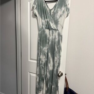 Latched Mama Green and White Maxi Dress